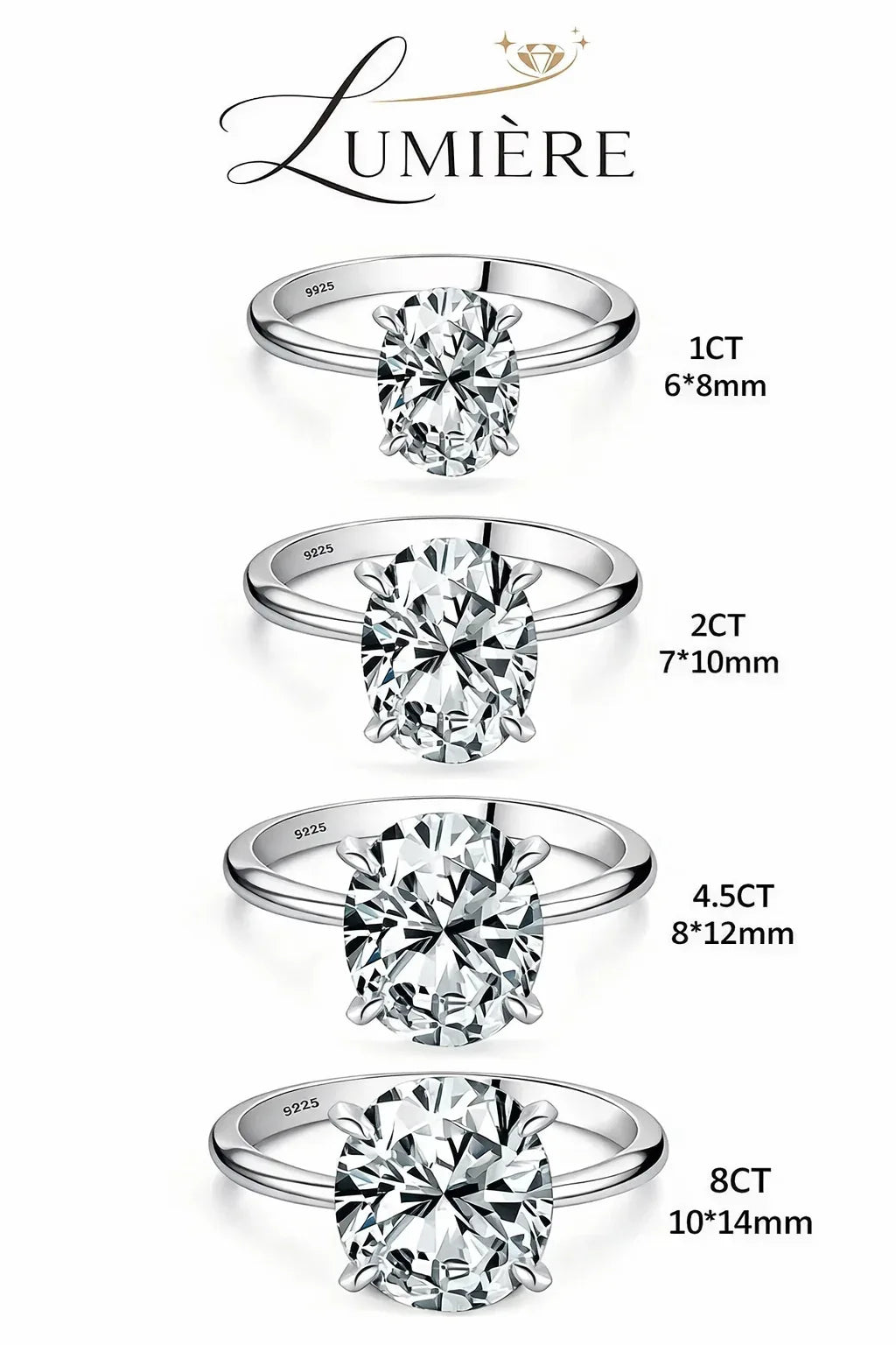 Silver Oval Zircon Ring - Lumière