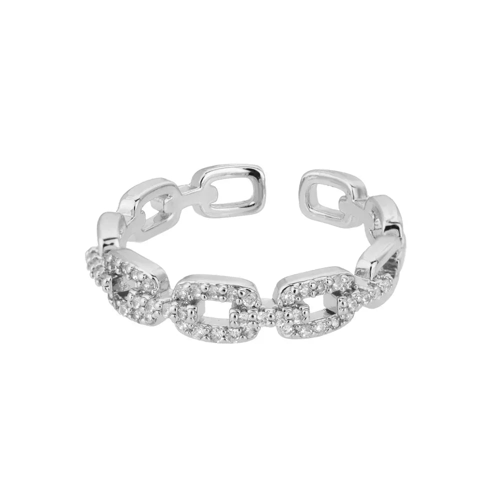 Zircon Twist Chain Stainless Steel Ring - Lumière