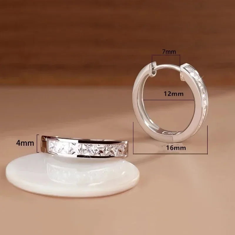 Silver Zircon Circle Earrings - Lumière