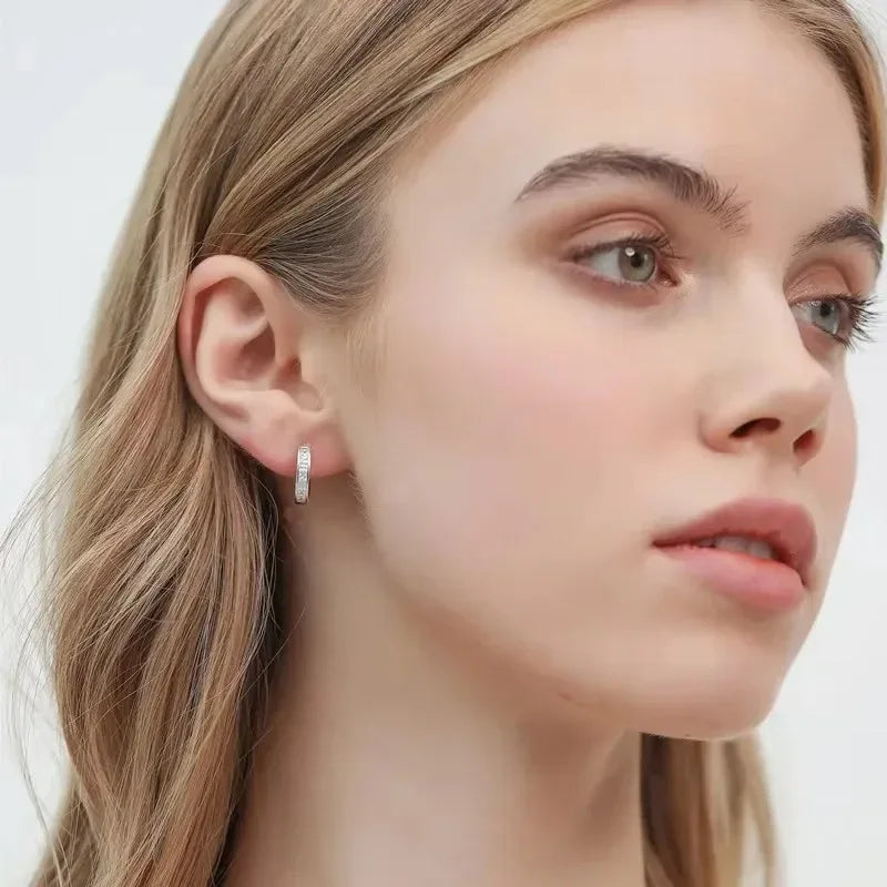 Silver Zircon Circle Earrings - Lumière