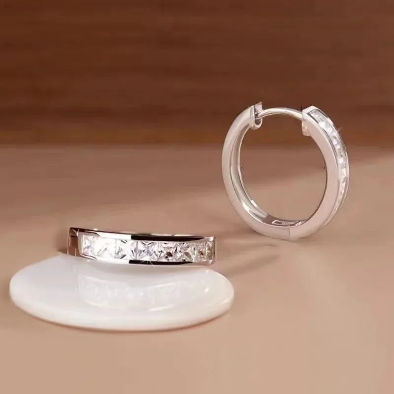 Silver Zircon Circle Earrings - Lumière