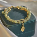 Green Jade Leaf Double Chain Bracelet - Lumière