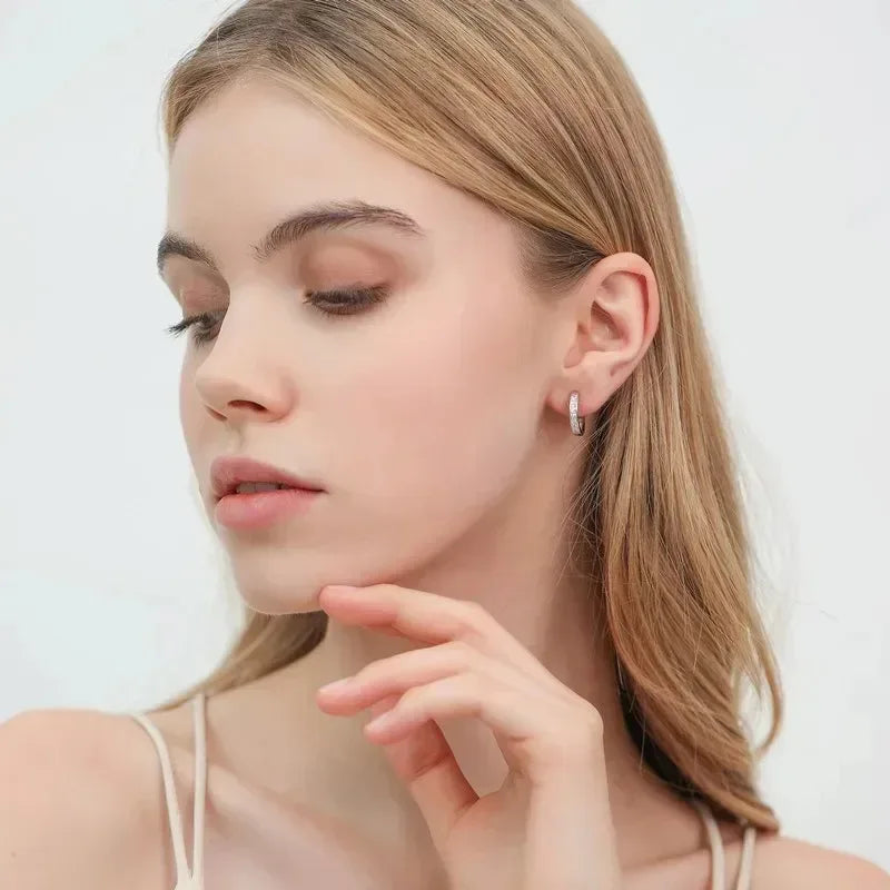 Silver Zircon Circle Earrings - Lumière
