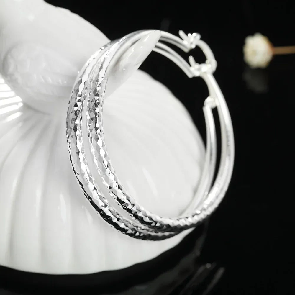 Silver Circle Hoop Earrings - Lumière